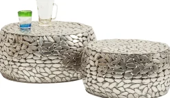 Zestaw dwóch stolików kawowych Pebbles Deluxe srebrne