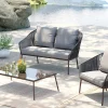 Zestaw ogrodowy szary 4-set sofa, stolik i 2 fotele