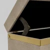 Zestaw 3 pudełek - kuferków beżowych ze złotymi detalami