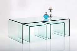 Zestaw trzech stolików kawowych Clear Club transparentne