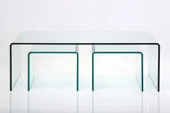 Zestaw trzech stolików kawowych Clear Club transparentne