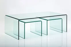 Zestaw trzech stolików kawowych Clear Club transparentne