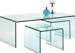 Zestaw trzech stolików kawowych Clear Club transparentne